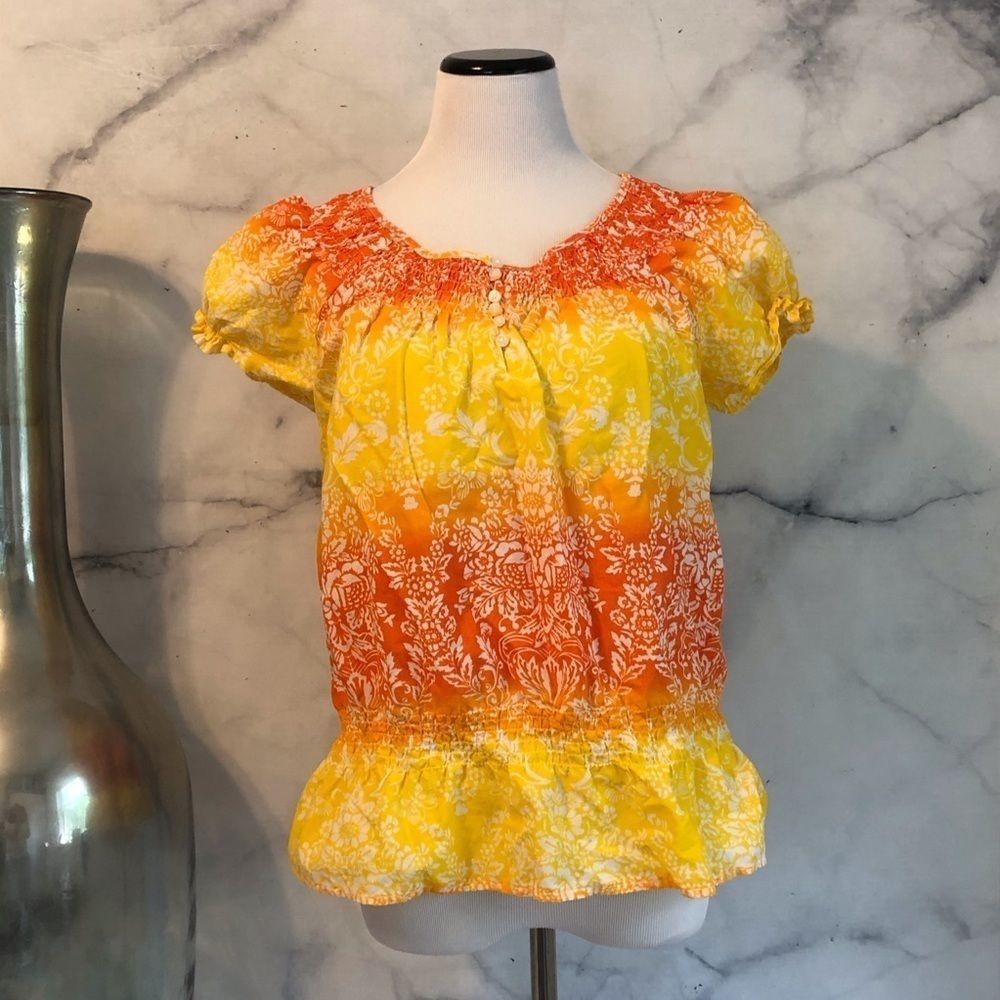 Clearance! 𝅺Izod Boho Yellow & Orange Festival Top  L